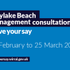 Blue background and text that reads, Hoylake Beach Management consultation. Have your say. 19 February to 25 March 
