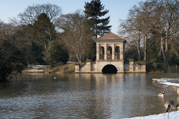 A wintry picture of one of Birkenhead Park's beautiful lakes.