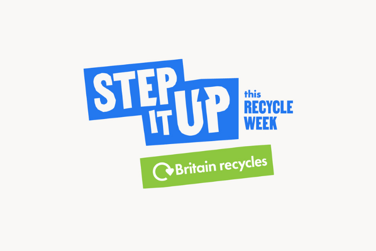 Graphic with the text 'Step it Up for Recycle Week'