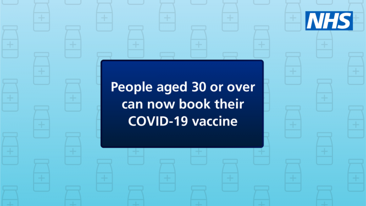 If you're aged 30 or over, or if you turn 30 before 1 July 2021, you can now book your COVID-19 vaccine.