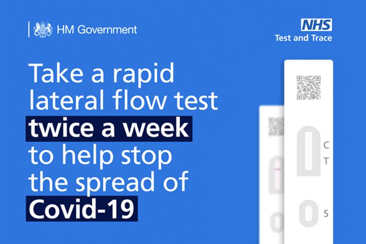 Take a rapid lateral flow test twice a week to help stop the spread of COVID-19