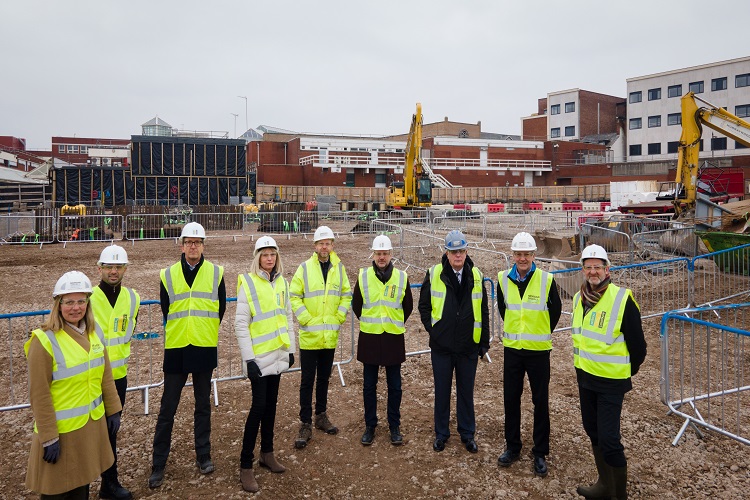 Representatives of Wirral Council, Muse, Canada Life and Morgan Sindall on site of the new offices being built in Birkenhead