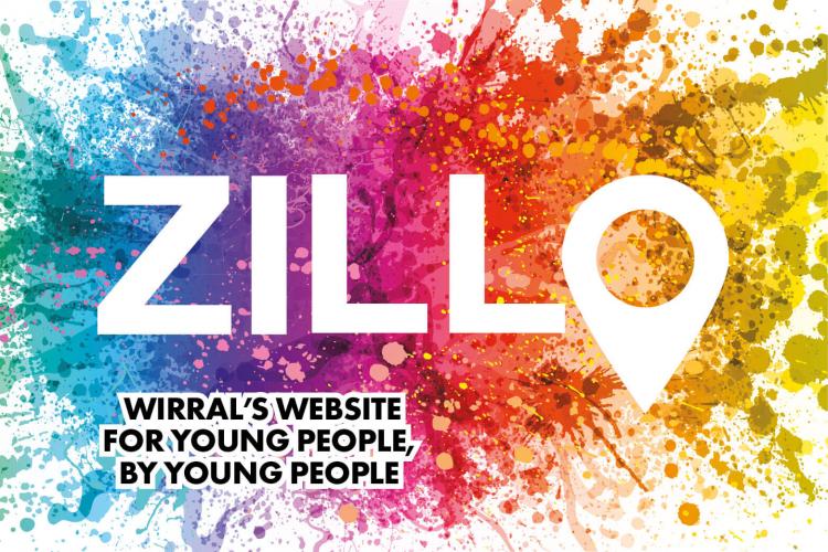 White graphic text over a rainbow splash background reads 'zillo'.
