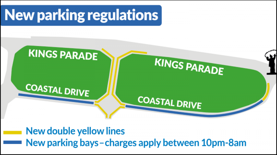 A map of new parking charges on Coastal Drive in New Brighton