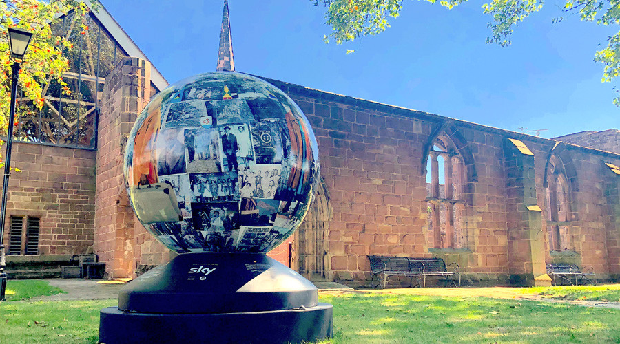 The World Reimagined globe at Birkenhead Priory