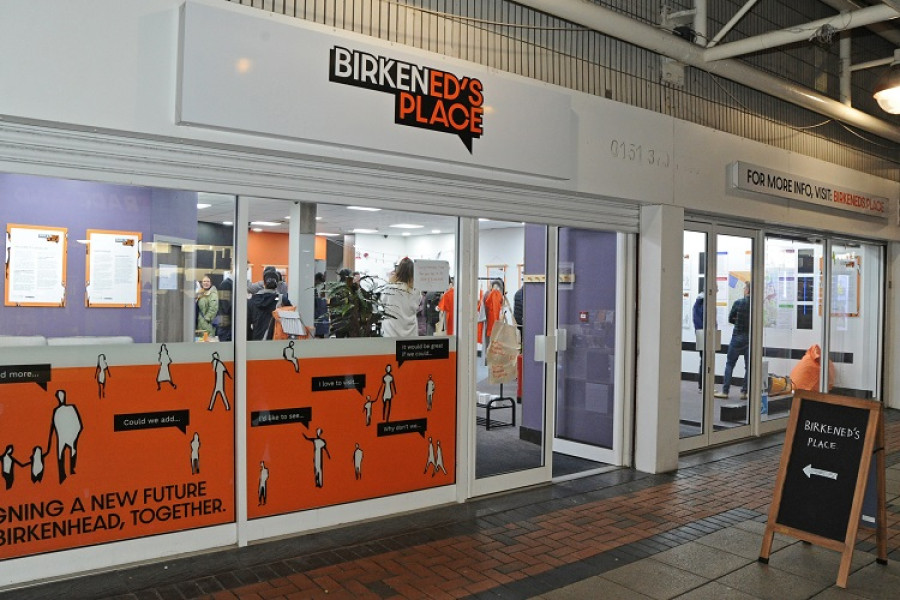 view of Birkenhead shop, now consultation hub BirkenEd's Place, from outside