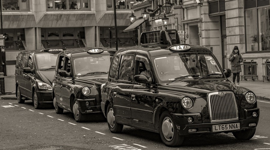 Row of hackney taxis