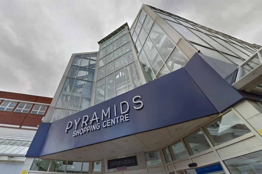 image of the entrance to The Pyramids shopping centre