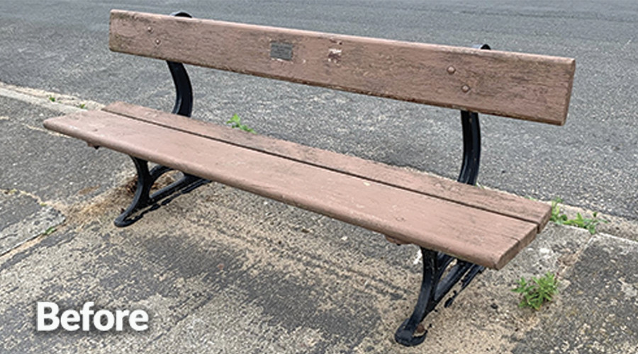 Hoylake bench before refurbishment