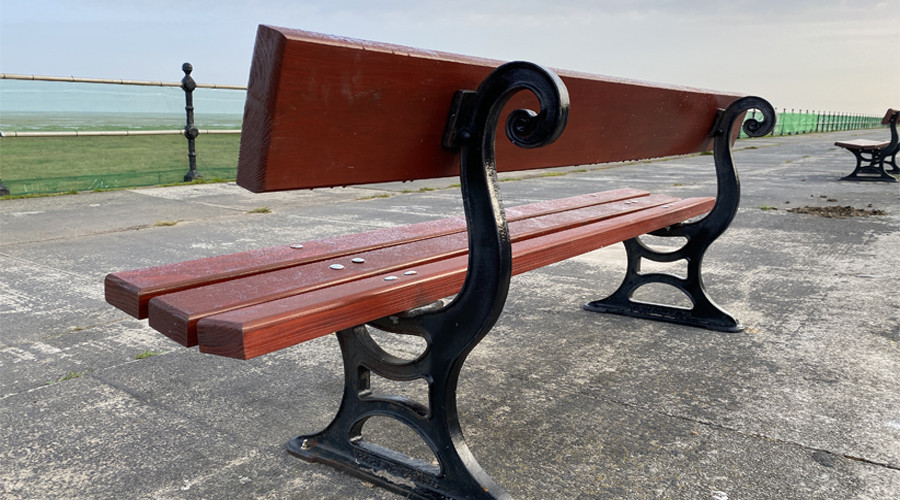 Photograph of a refurbished bench on Hoylake Promenade
