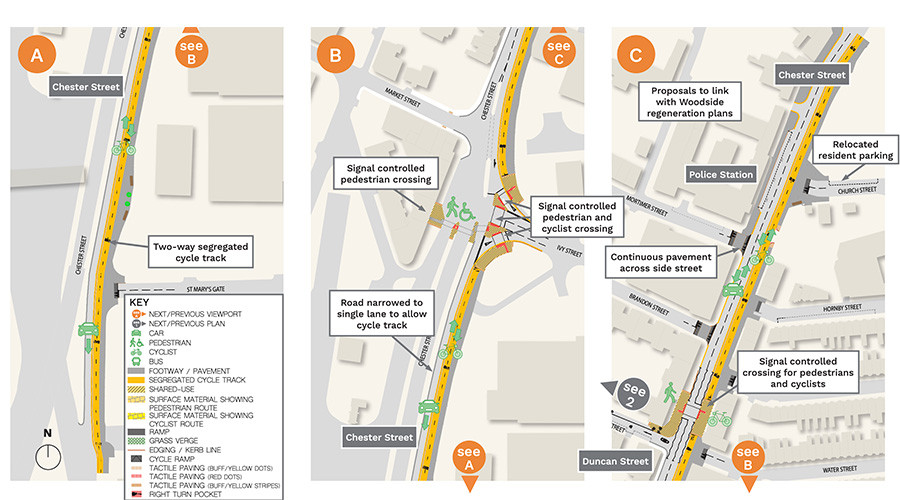 Annotated map of Chester St proposals