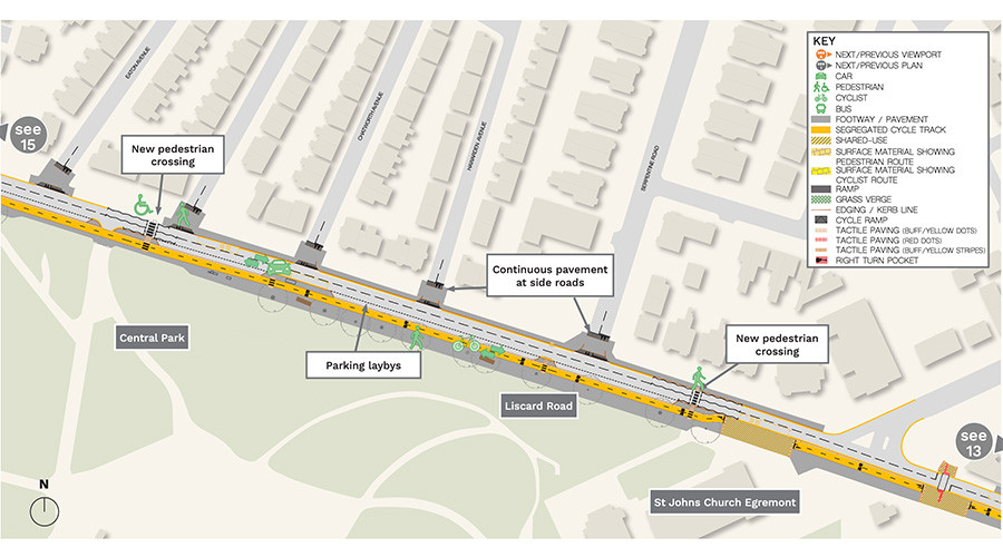 Annotated map of proposals for Liscard Road central