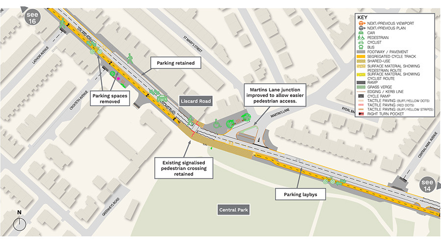 Annotated map of proposals for Liscard Road north