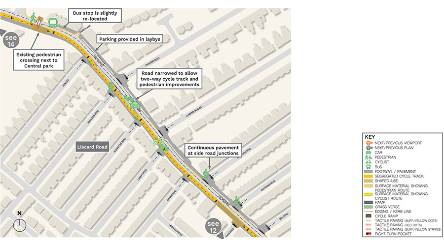 Annotated map of proposals for Liscard Road south