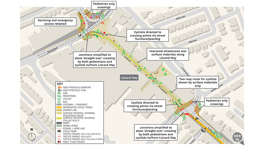 Annotated map of proposals for Liscard Way