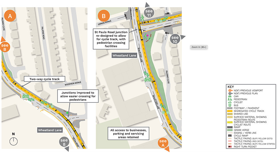 Annotated map of proposals for Wheatland Lane
