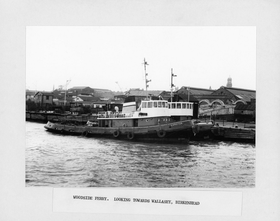 black and white image of the ferry at Woodside, possibly from mid 20th century