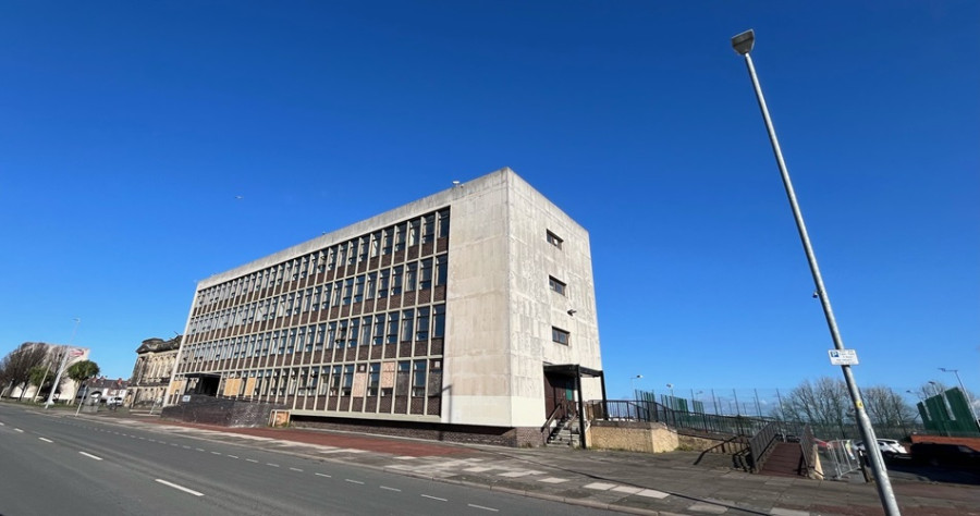 South Annexe of Wallasey town hall, February 2024, prior to demolition of the structure