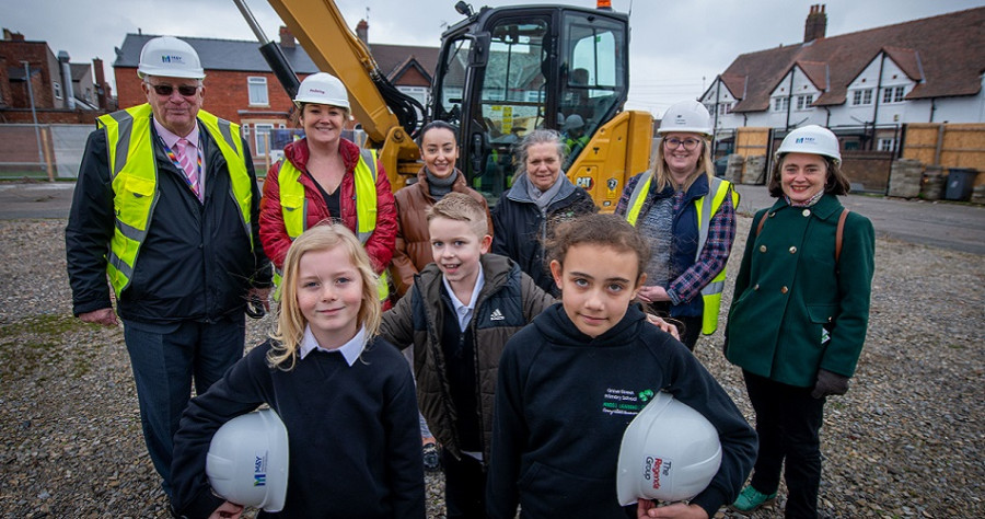 Pupils from Grove Street primary school join partners at the New Ferry groundbreaking ceremony