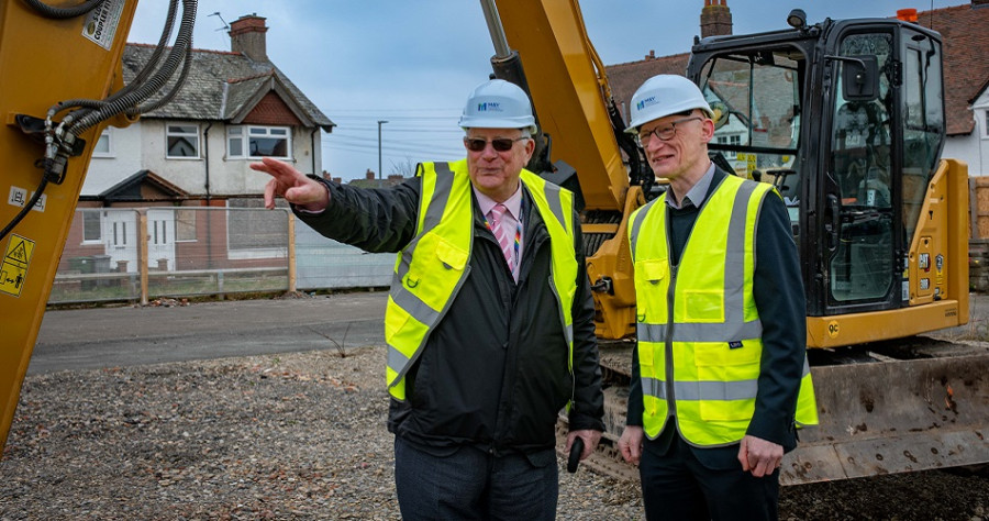 Cllr Tony Jones and Martin Davies from Regenda discuss the works at New Ferry