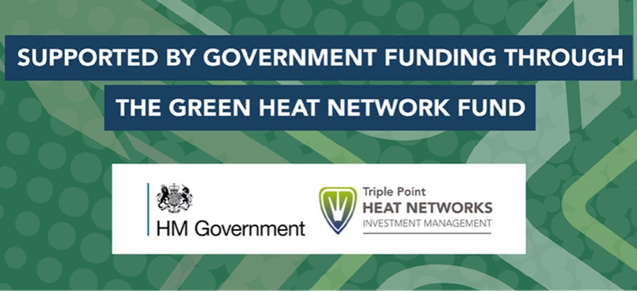 Banner promoting the Green Heat Network Fund