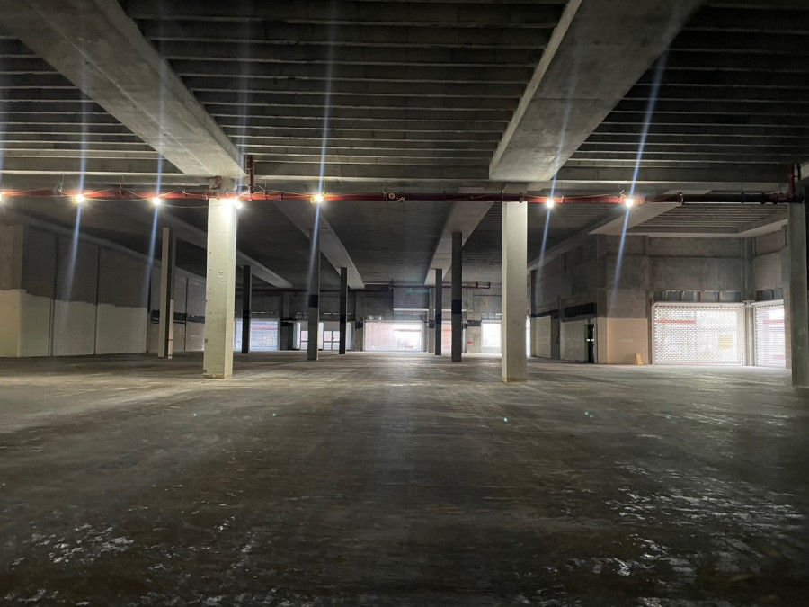 A shot inside the new Birkenhead Market building showing the site following soft strip demolition works.