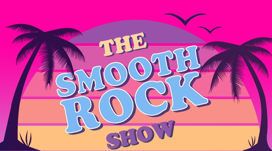 graphic with palm trees and the words "the smooth rock show"