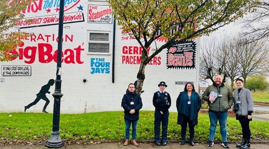 Staff from Wirral Anti-Social Behaviour Team with officers from Riverside Housing and local police in New Brighton this morning