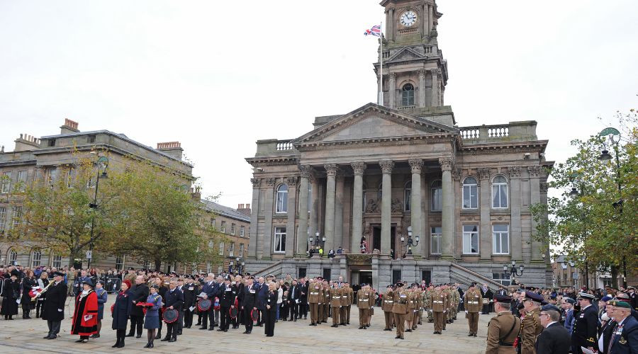 Photo of a packed Hamilton Square