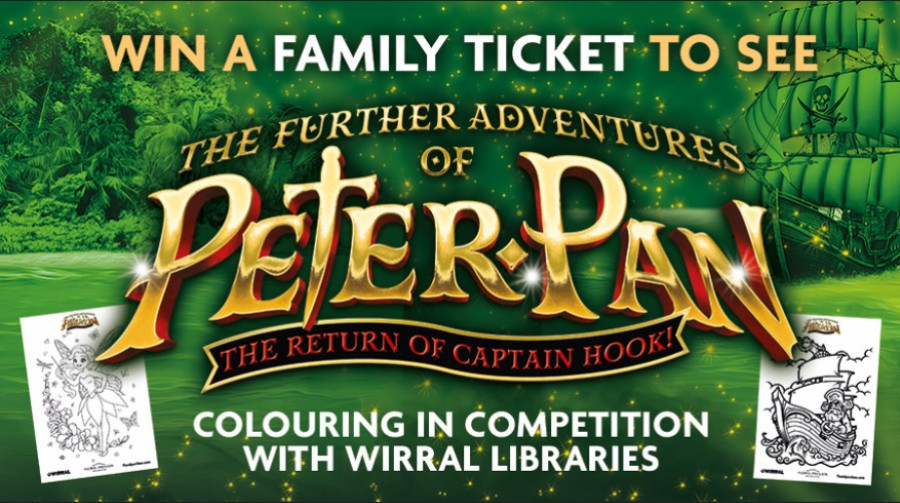 Graphic to promote the chance to win a family ticket to see Peter Pan 