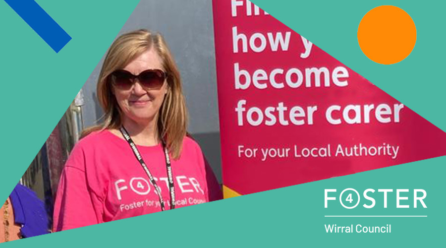 Foster4 graphic green background with image of Foster recruiter in triangle