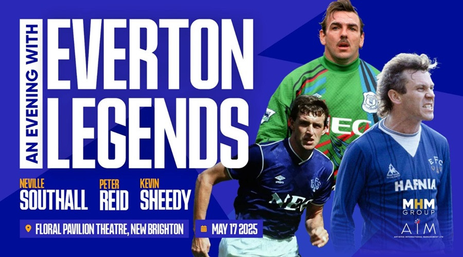 poster for an evening with Everton legends with pix of players