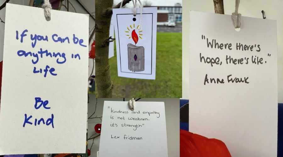 photo of messages written by Wirral schoolchildren