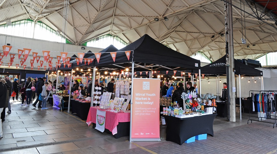 image of stalls at Wirral Youth Market March 2025