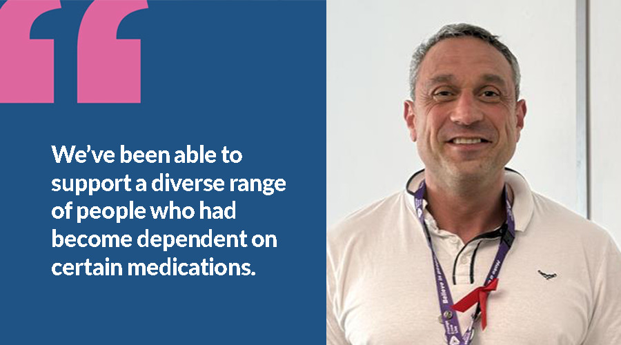 pic of pete berry from wirral ways alongside a quote reading 'we've been able to support a diverse range of people who had become dependent on certain medications'