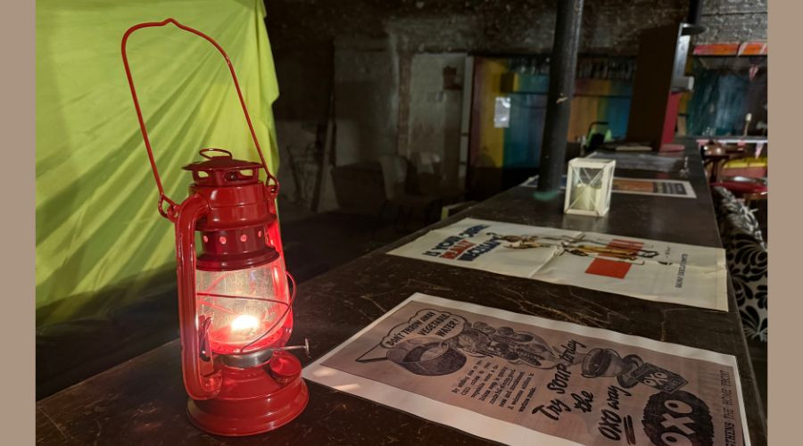 Photo of a Lamp Light of Peace on the bar of the Creep Inn in the secret underground tunnels in New Brighton
