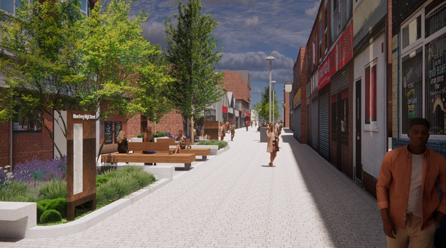 An artists impression of what Bebington Road may look like once public realm works are complete