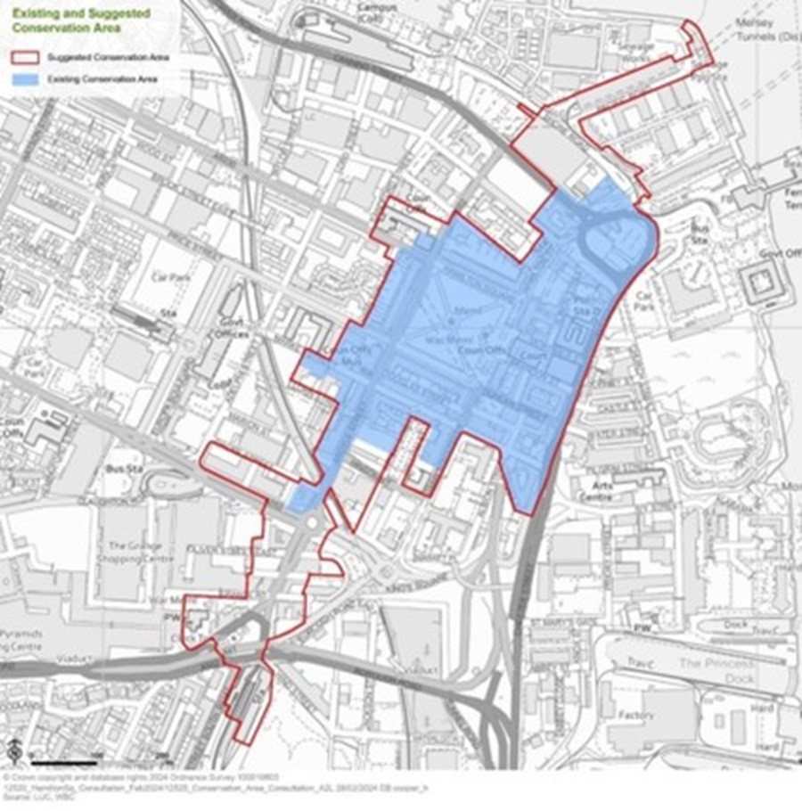 Map showing proposed changes to Hamilton Square conservation area