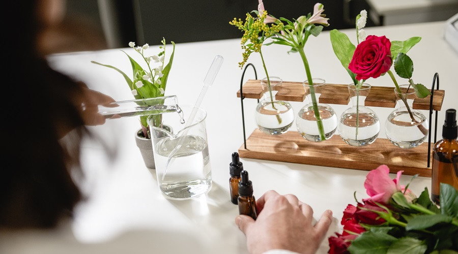 scientist working on fragrances