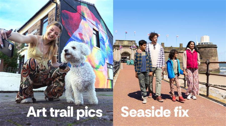 Two photos with the words Art Trail Pics - Seaside Fix overlaid