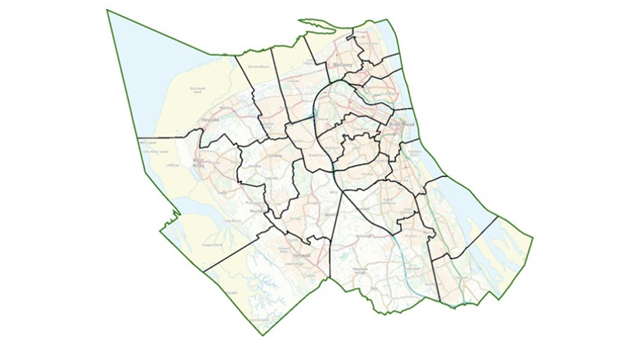 map showing new ward boundaries for Wirral