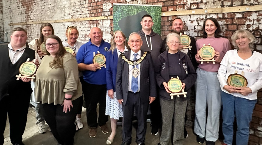 Wirral's Mayor Cllr Brian Kenny pictured with the winners of Cool Wirral awards