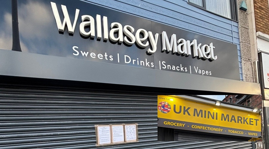A photo showing the frontages of the two shops in Wallasey that have had Closure Orders imposed on them