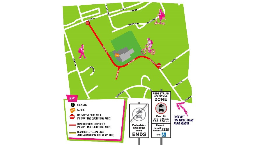 A graphic showing the area covered by the Raeburn School Street and the restrictions