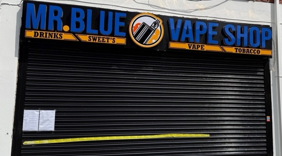 A photo showing the exterior of Mr Blue Vape Shop
