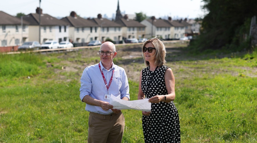 From left Paul McGrady, CFO of Magenta Living with Wirral Council leader Cllr Paula Basnett at one of the planned housing sites