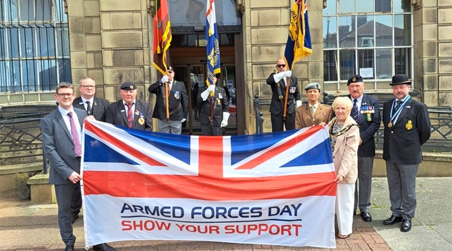 Armed Forces Week 2026 flag raise at Wallasey Town Hall