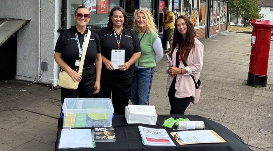 Partners set up outside a local shop on Eltham Green in Woodchurch