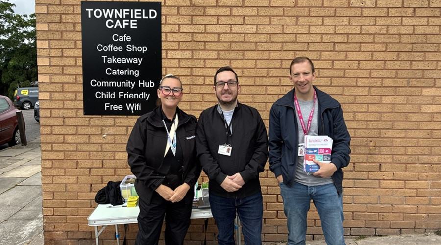 ASB partners set up their stall near the shops on Townfield Lane, Noctorum