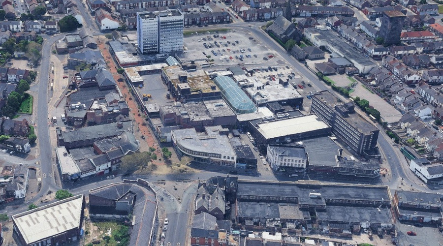 An ariel view of Liscard town centre